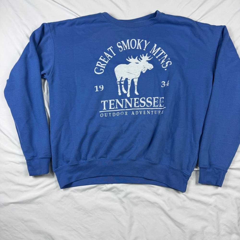 Vintage Collection Great Smoky Mtns Tennessee Moose Graphic Sweatshirt Blue S